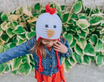 Crochet Chicken Hat - Halloween Chicken Costume, Kids Rooster hat