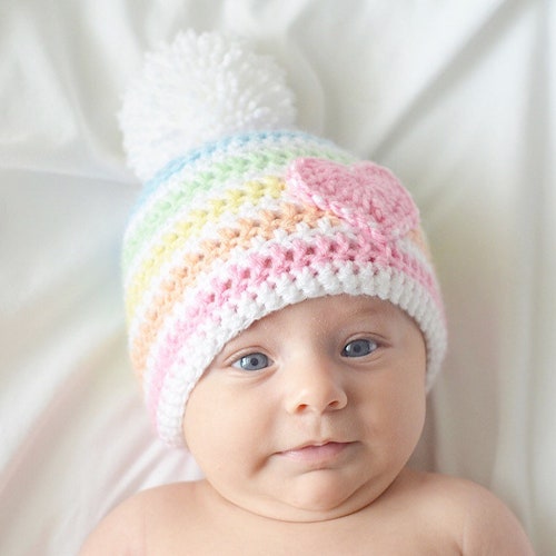 Rainbow Baby Hat Crochet Baby Rainbow Beanie Rainbow Baby Etsy
