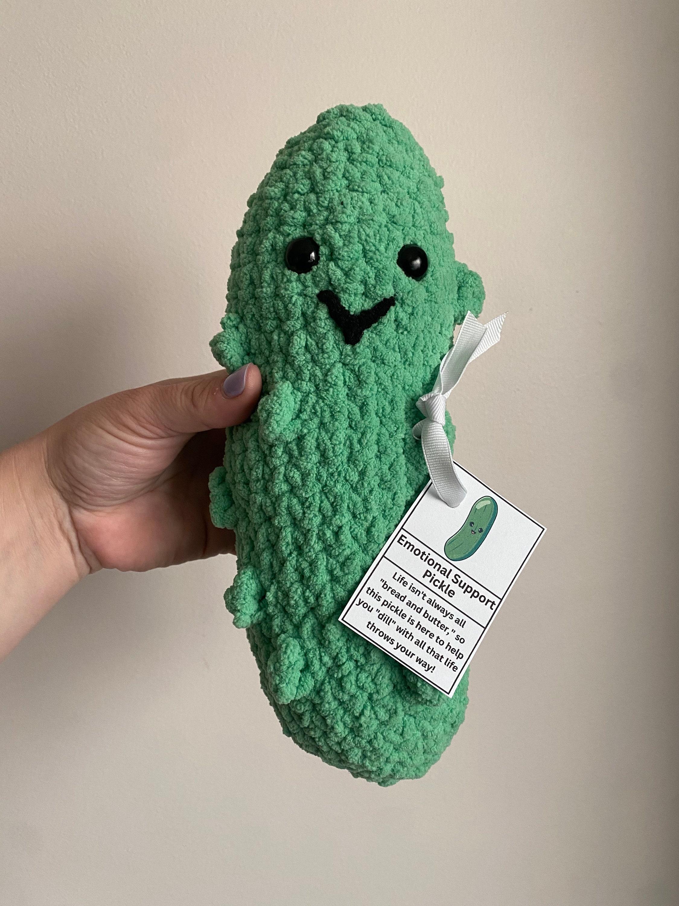 Crochet Pickle Plushie, Emotional Support Pickle, Pickle Stuffed