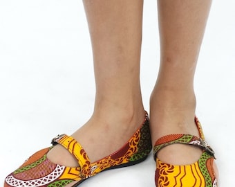 Africa Inspired Wax Print Anakara Girls Flat Shoes