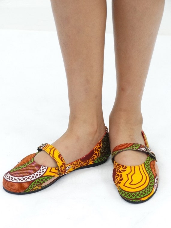 Africa Inspired Wax Print Anakara Girls Flat Shoes Australia