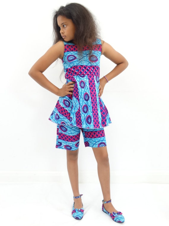 Ankara African Wax Print Girls Flat Shoes With Ankle Buckle UK