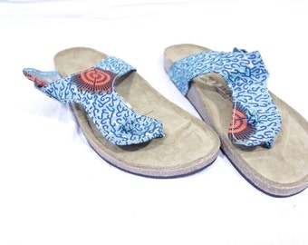 Africa Inspired Wax Print  Men Thongs Flip Flops, Sandals