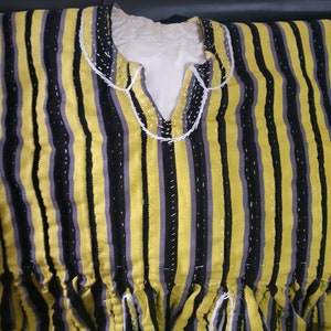 Qaulity Yellow and Black Short Sleeve Northern Ghana Orange Men Hand Woven Traditional Smocks, Fugu Top/Batakari/Smock,Northern Kente