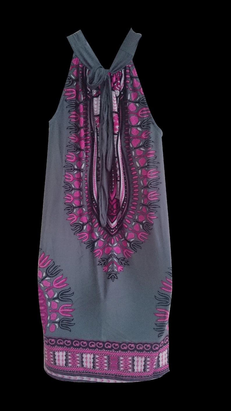 Beautiful Polyster Dashiki Africa Tribal Print Women Halter Neck DressTop