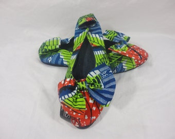 Africa Inspired Wax Print Women Causal Flat Bow Tie Shoes