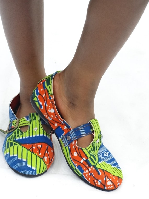 Africa Inspired Wax Print Ankara Africa Fabric Girls Flat Shoes