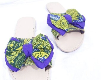 Africa Print Ankara Bow Tie Sandals