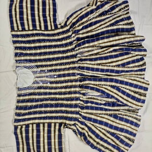 Qaulity Short Sleeve Blue and Brown Northern Ghana Men Hand Woven Traditional Smock, Fugu Top/Batakari/Smock