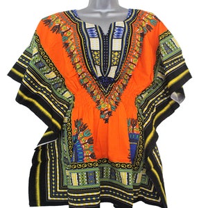 Dashiki, Kaftan, Africa Tribal Print Women Bat-Wings, Elasticated Waist Top