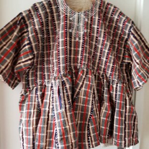 Qaulity Short Sleeve Northern Ghana Orange Men Hand Woven Traditional Smocks, Fugu Top/Batakari/Smock,Northern Kente