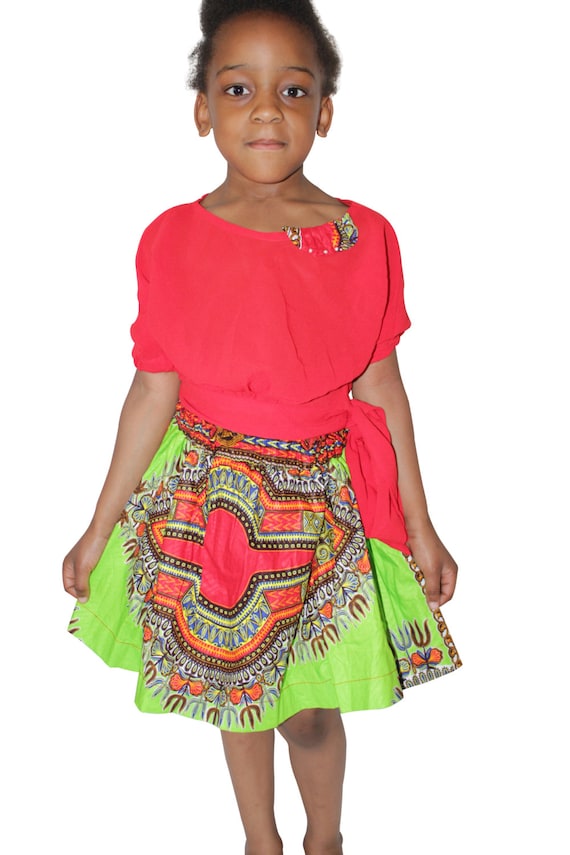 Jupe pour fille a imprime tribal Dashki Angelina Afrique Wax avec haut assorti Etsy France
