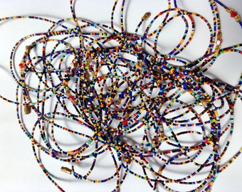 Multi Coloured Ghana Waist Beads: Plus Size Women's Ethnic Jewelry