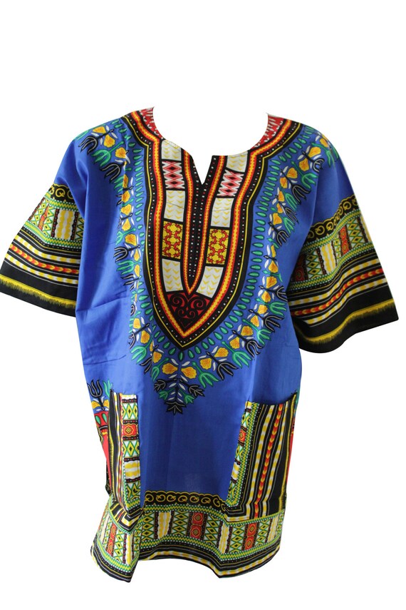 Camisa Dashiki Azul Ponchos Tribales de África Camiseta Unisex