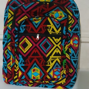 Sac à dos kente coloré imprimé wax Akara Africa, sac à dos cartable, sac de tous les jours