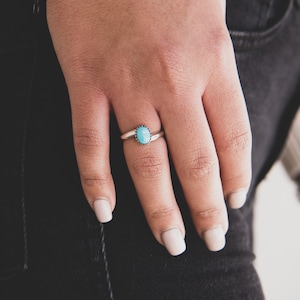 Turquoise Stone Ring, Turquoise Gemstone Ring, Sterling Silver Ring with Turquoise, Gemstone Boho Ring, Southwestern Jewelry