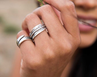 Sterling Silver Adjustable Ring, Wrap Ring for Women, Silver Boho Ring, Chunky Silver Ring, Southwest Jewelry