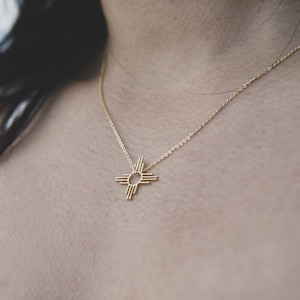 Gold Vermeil Zia Symbol Petite Pendant Necklace, 14k Gold or Gold Vermeil, Dainty Gold Necklace, New Mexico Zia Jewelry, Southwest Jewelry