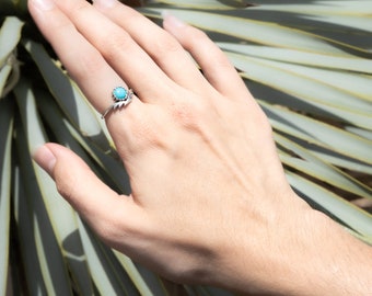 Turquoise Stone Ring, Minimalist Turquoise Stacking Ring, Southwest Turquoise Ring, Unique Turquoise Ring