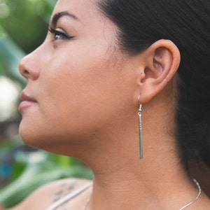 Bar Drop Earrings, Vertical Bar Earrings, Silver Bar Earrings, Silver Dangle Earrings, Long Bar Earrings Silver, Sterling Silver Earrings