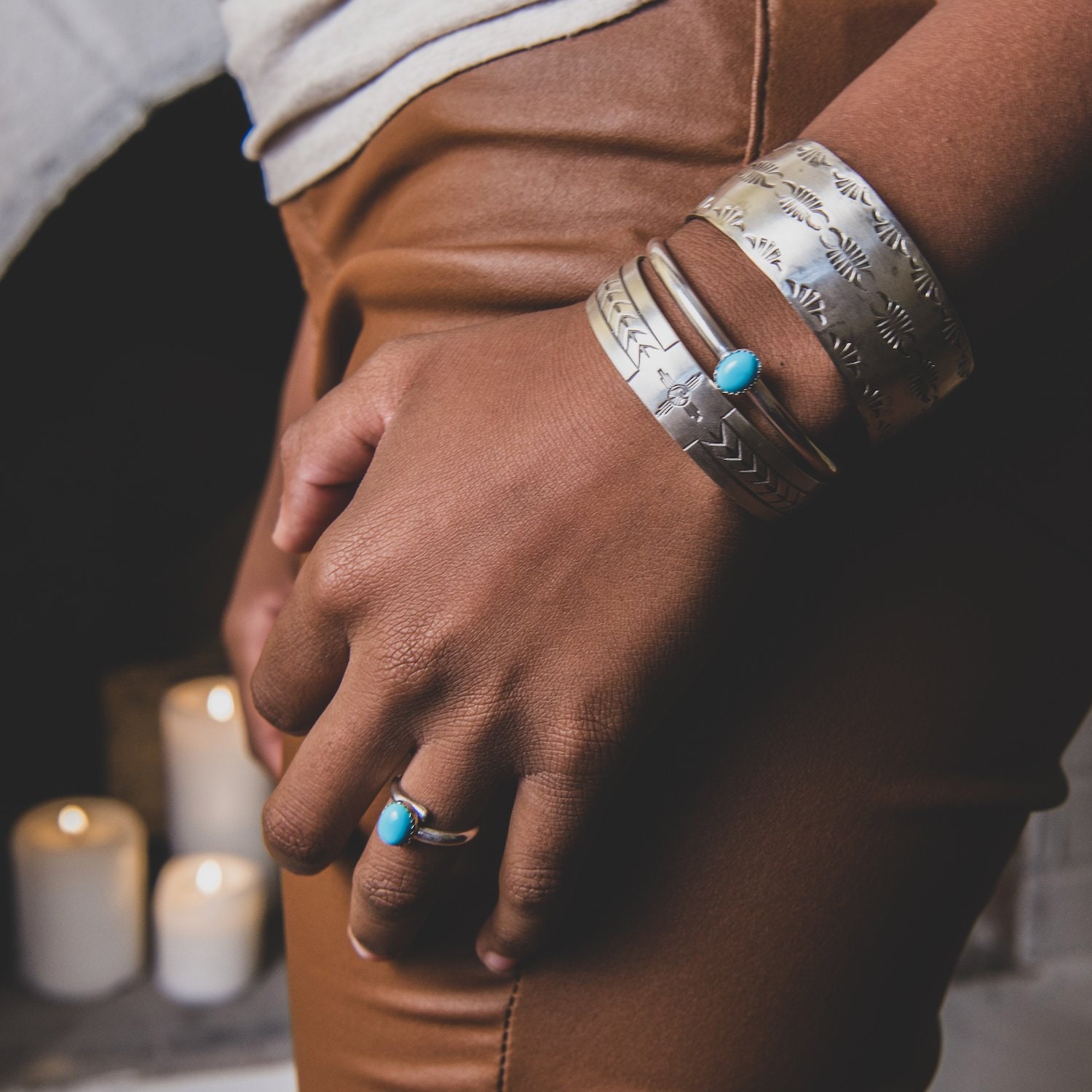 Turquoise Jewelry Set, Bracelet and Ring, Jewelry Set Silver