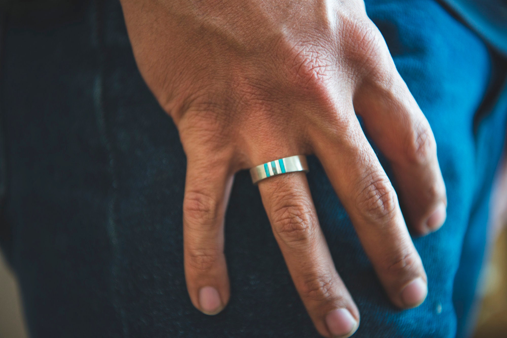 Unisex turquoise wedding ring sale