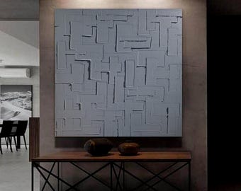 Large monochrome gray painting minimalist painting handmade canvas stretched on wooden frame ON ORDER ONLY