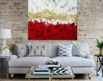 Abstract painting handmade painting "FOUGUE" canvas stretched on thick wooden frame