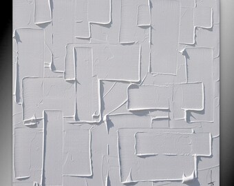 monochrome white painting minimalist handmade canvas stretched on wooden frame ON ORDER ONLY
