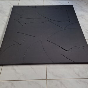 black monochrome painting 100 x 100 cm MATT BLACK minimalist handmade painting, canvas stretched on thick wooden frame image 3