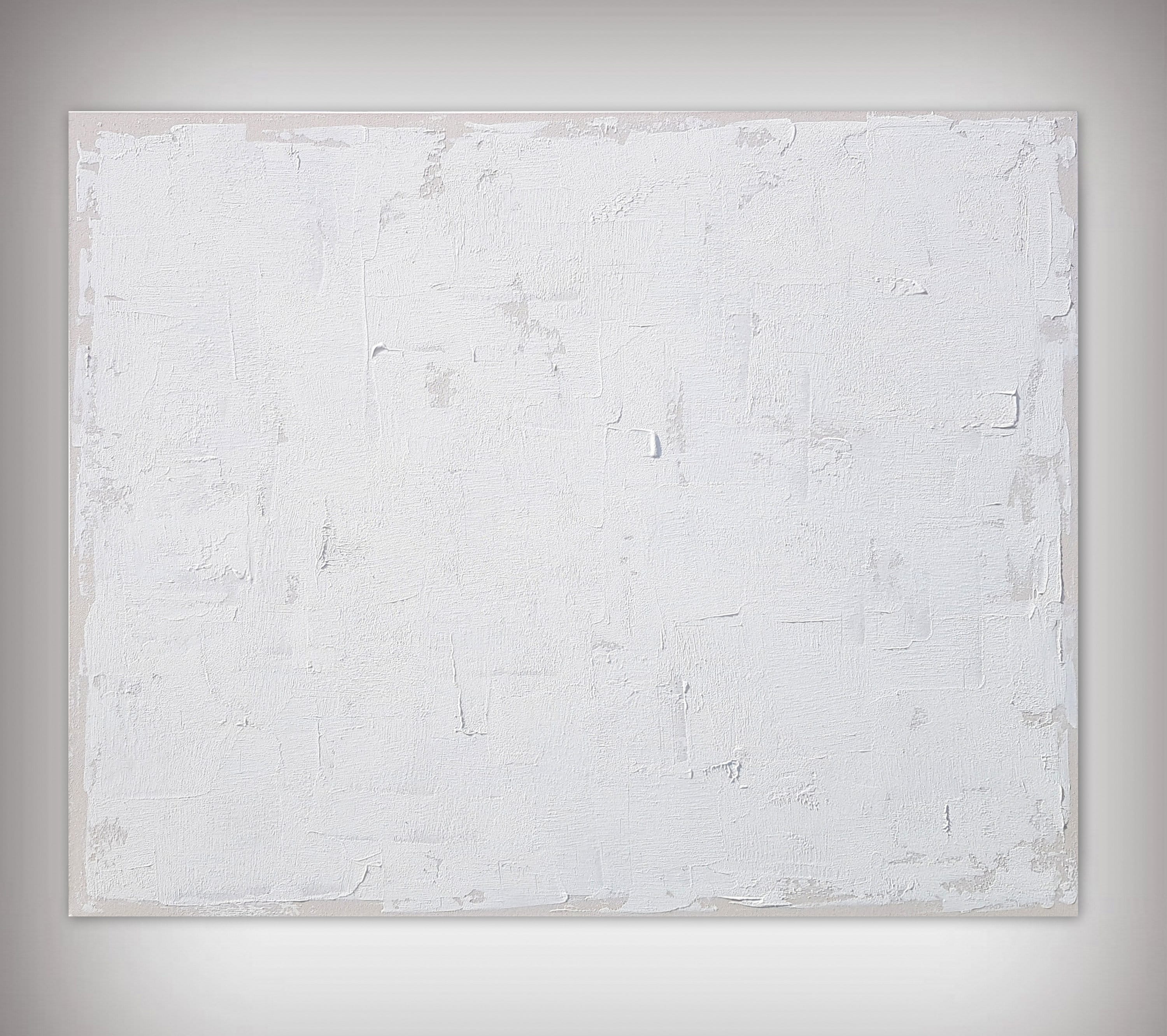 monochrome white and beige painting minimalist handmade painting "E12" canvas stretched on wooden frame / on order