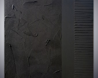 Minimalist black monochrome painting handmade ON ORDER canvas stretched on frame for wall decoration