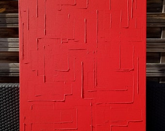 monochrome red painting minimalist painting handmade canvas stretched out on wooden frame / ON ORDER ONLY
