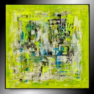 pintura abstracta pintura abstracta de neón muy colorida sobre lienzo estirado para decoración de paredes