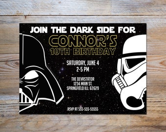 Star Wars Dark Side Birthday Party Invitation