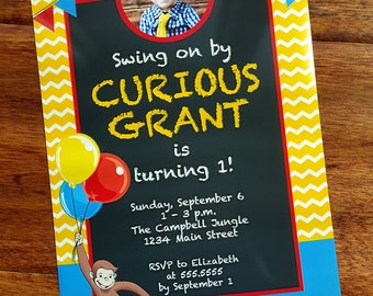 Curious George Birthday or Baby Shower Invitation