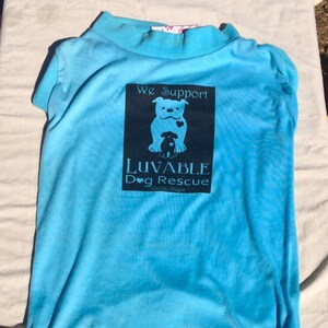 Blue Cotton Tshirt for Dogs with Luvable Dog Rescue Logo