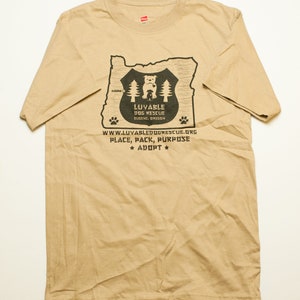 Luvable Tan Crew Neck Unisex Camp Logo Shirt