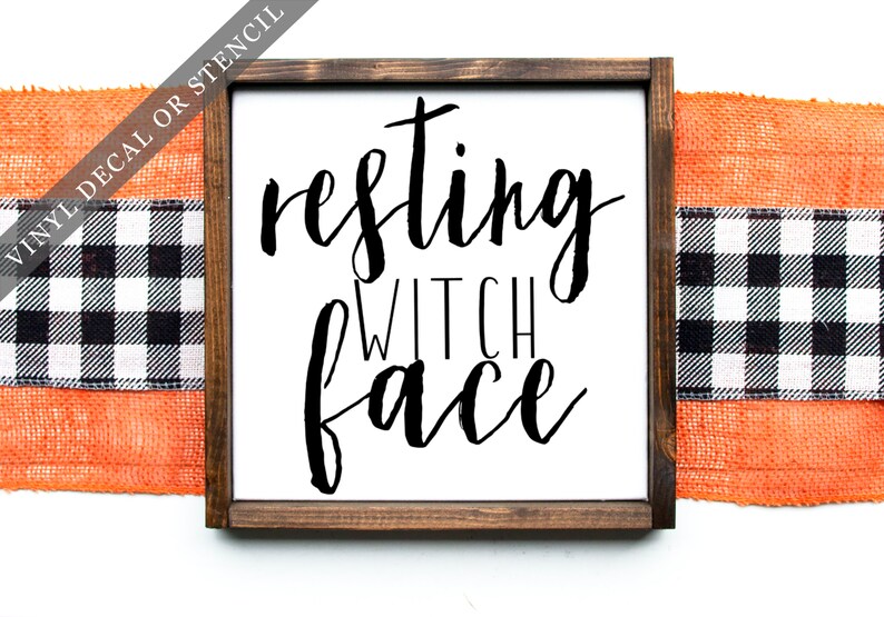 Resting Witch Face Sign Vinyl Stencil Halloween Stencil DIY Vinyl Stencil for Wood Sign DIY Wood Sign Kit Vinyl Stencil Halloween Sign Decal