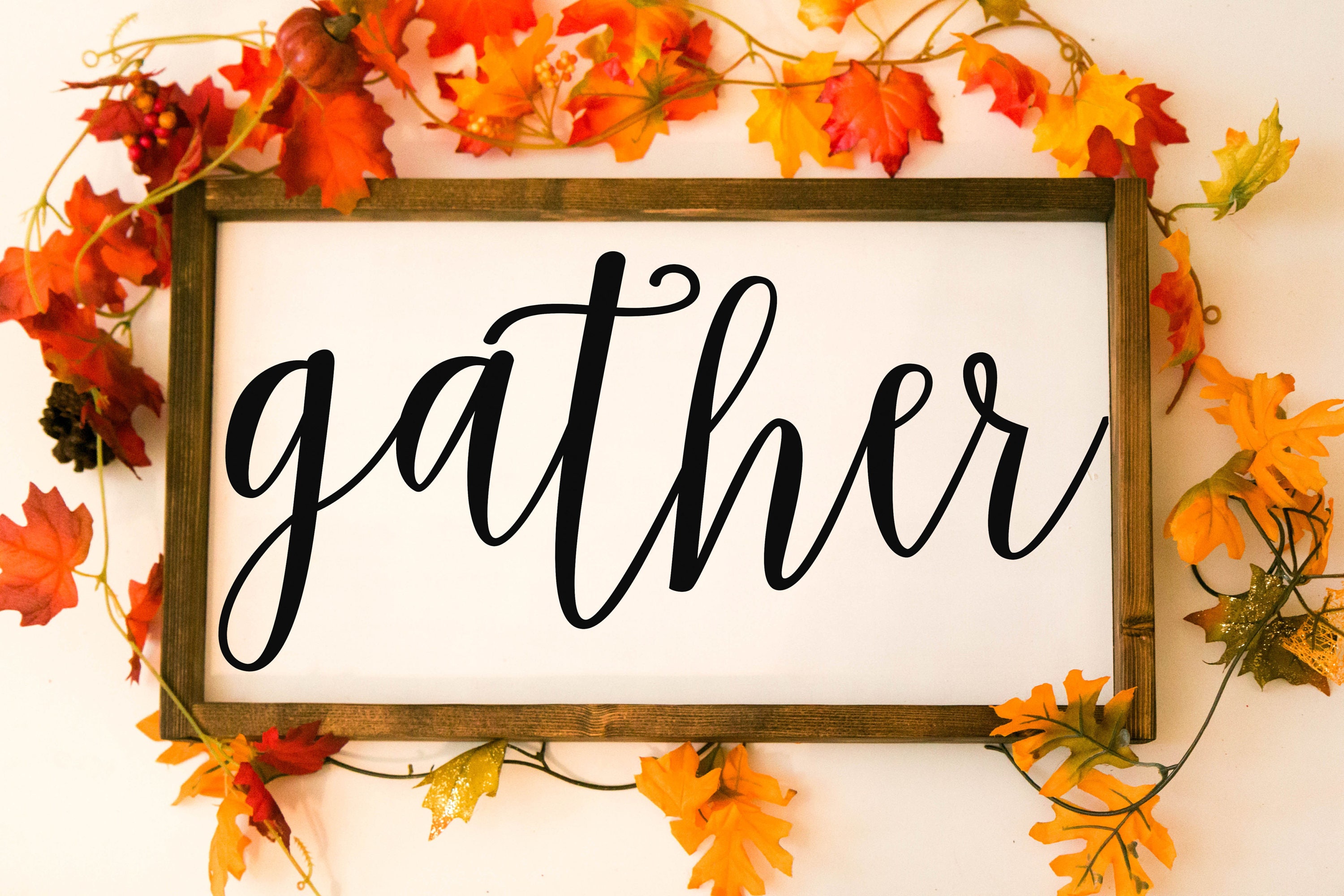 Gather sign fall decor gather gather wood sign fall sign Etsy