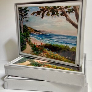 Carmel note cards, boxed set of 8 assorted images with envelopes, Carmel Mission, Bixby Bridge, La Playa Hotel, Big Sur, Carmel Beach sunset image 2