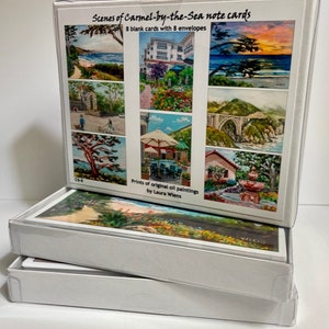 Carmel note cards, boxed set of 8 assorted images with envelopes, Carmel Mission, Bixby Bridge, La Playa Hotel, Big Sur, Carmel Beach sunset image 4
