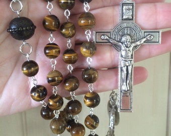 Large Tigers Eye Rosary