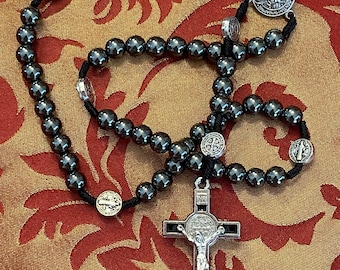 Masculine St. Benedict Hematite Rosary