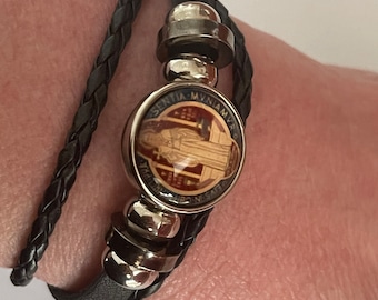 Men’s Leather Adjustable St. Benedict Bracelet