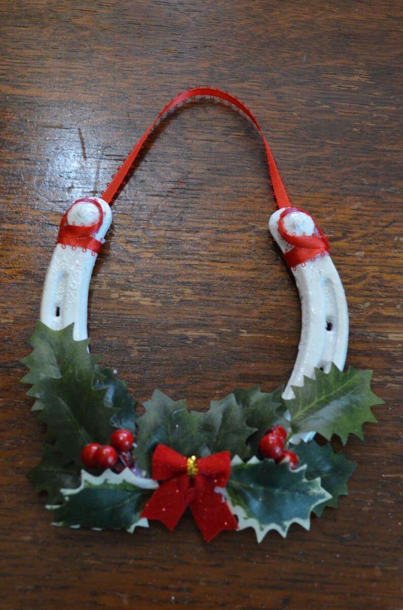 Christmas Horseshoe Wreath Etsy
