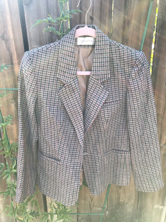 80s Evan Picone Checkered, Wool Blazer