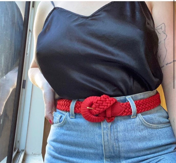 Vintage Red Woven Belt