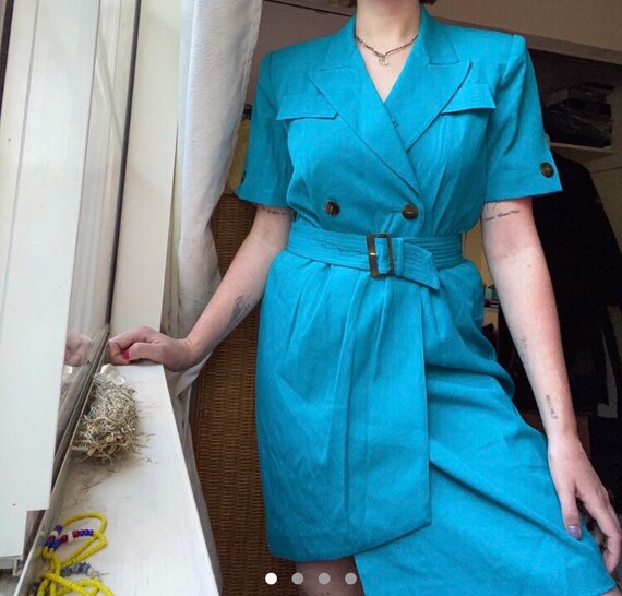 Vintage, Teal, 80s Dress