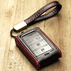 Leather Key Fob Case: 5-Button Jeep Wagoneer, Grand Cherokee